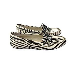 Sperry Laura Zebra Print Pony Hair Loafers Boat Shoes Size 6.5 Animal Print